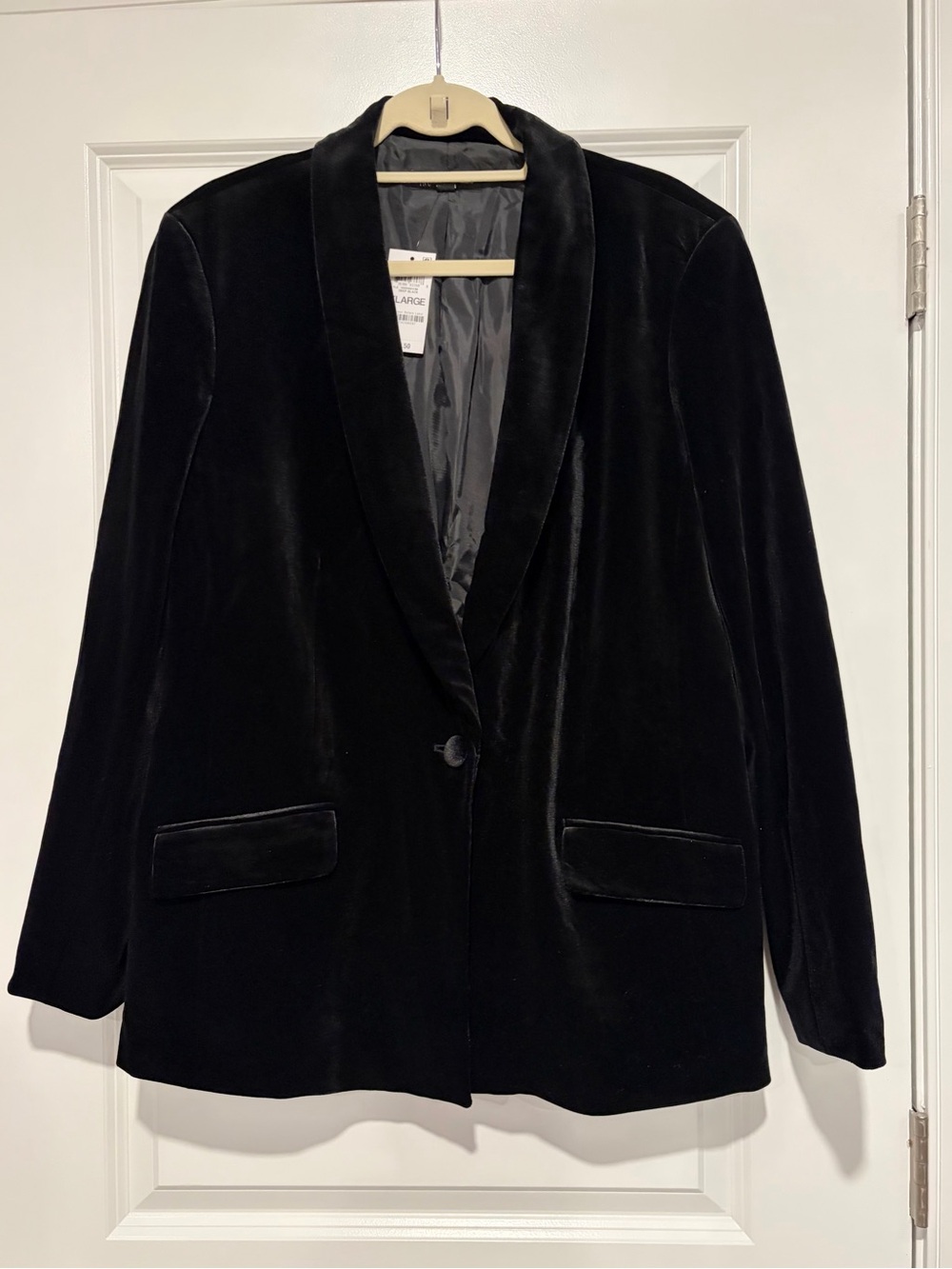 INC Classic Black Velvet Blazer Jacket - Women's Elegant Single-Button Coat
